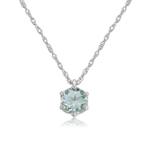 9ct White Gold Aquamarine Pendant Necklace by FANCI Fine Jewellery, Southampton, UK.