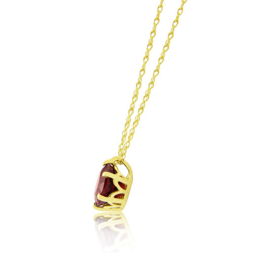 9ct Yellow Gold Garnet Pendant Necklace By FANCI Fine Jewellery, Southampton, UK.