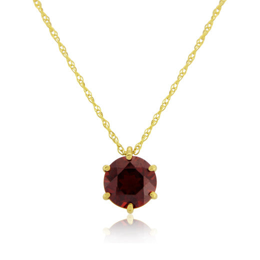 9ct Yellow Gold Garnet Pendant Necklace By FANCI Fine Jewellery, Southampton, UK.