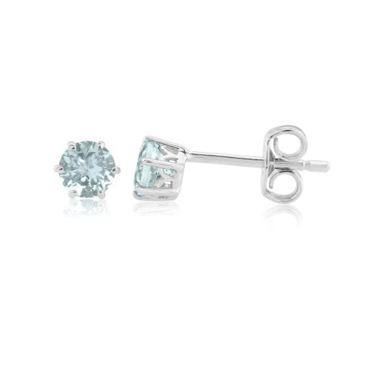 9ct White Gold Aquamarine Stud Earrings by FANCI Fine Jewellery, Southampton, UK