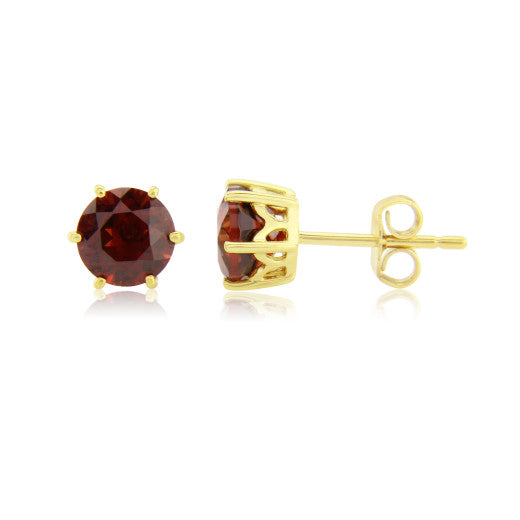 9ct Yellow Gold Garnet Stud Earrings By FANCI Fine Jewellery, Southampton, UK.