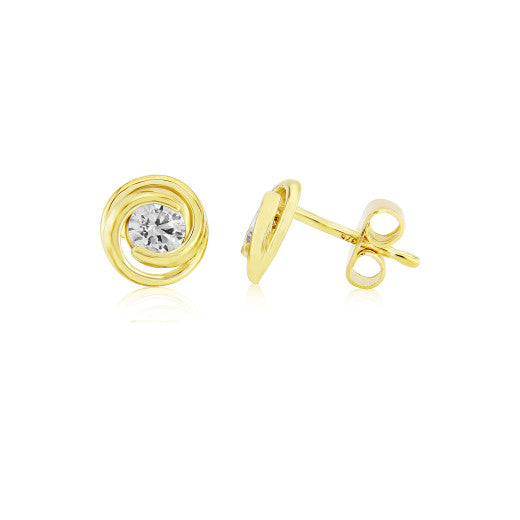 9ct Yellow Gold Swirl Stud Earrings By FANCI Fine Jewellery Southampton, UK.