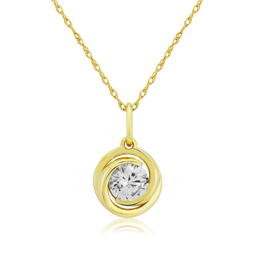 9ct Yellow Gold Swirl Pendant Necklace by FANCI Fine Jewellery, Southampton, UK.