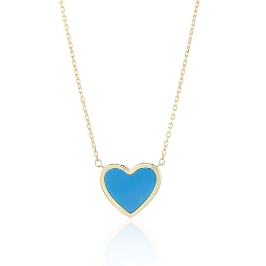 9ct Yellow Gold Turquoise Heart Necklace by FANCI Fine Jewellery, Southampton, UK.