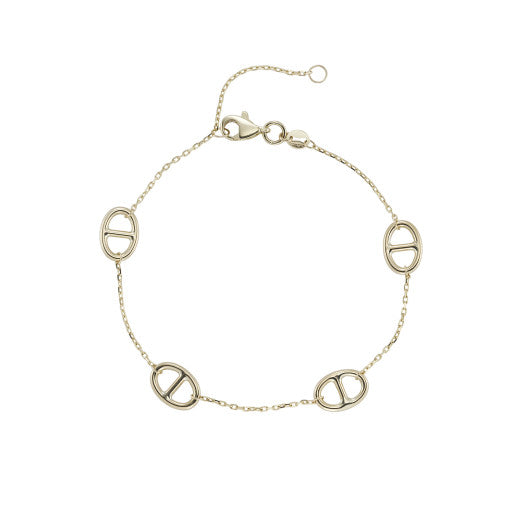 9ct Yellow Gold Marina & Trace Link Bracelet by FANCI Fine Jewellery, Southampton, UK.