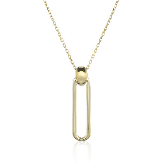 9ct Yellow Gold Paper Clip Pendant Necklace by FANCI Fine Jewellery, Southampton, UK.