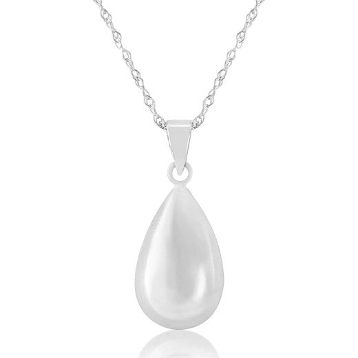 9ct White Gold Teardop Pendant Necklace by FANCI Fine Jewellery, Southampton, UK.