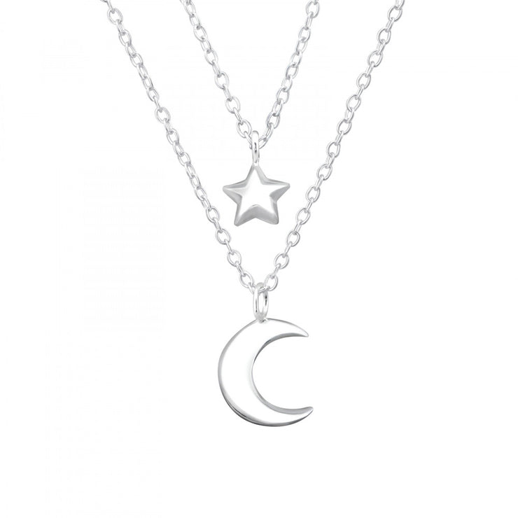 Moon And Star Layered Necklaces by FANCI Fine Jewellery, Southampton, UK.