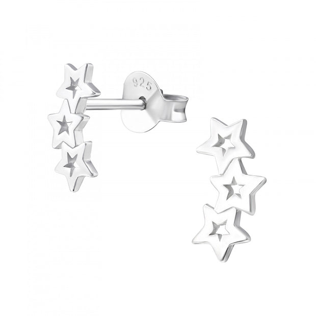 Triple Star Silver Stud Earrings by FANCI Fine Jewellery, Southampton, UK.