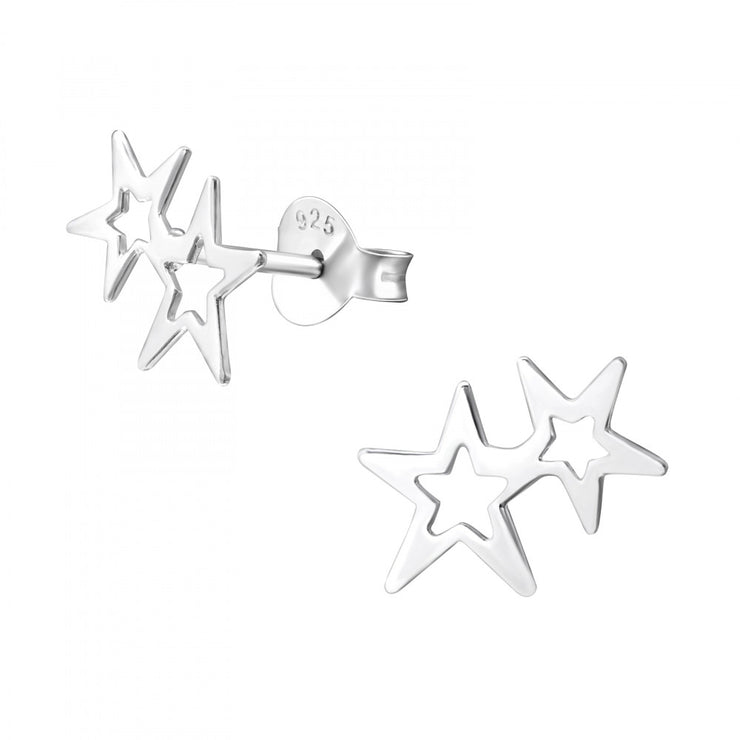 Double Star Silver Stud Earrings by FANCI Fine Jewellery, Southampton, UK.