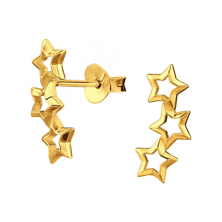 Triple Star Gold Stud Earrings by FANCI Fine Jewellery, Southampton, UK.