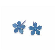 Light Blue Colour Five Petal Stud Earrings in Hypoallergenic Pure Titanium by FANCI Fine Jewellery, Southampton, UK.