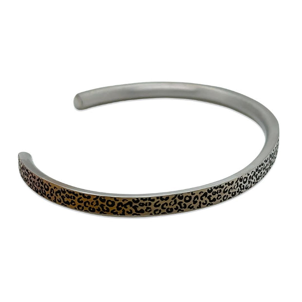 Leopard Print Slim Torc Bangle Manufactured From Hypoallergenic Pure Titanium by FANCI Fine Jewellery, Southampton, UK.