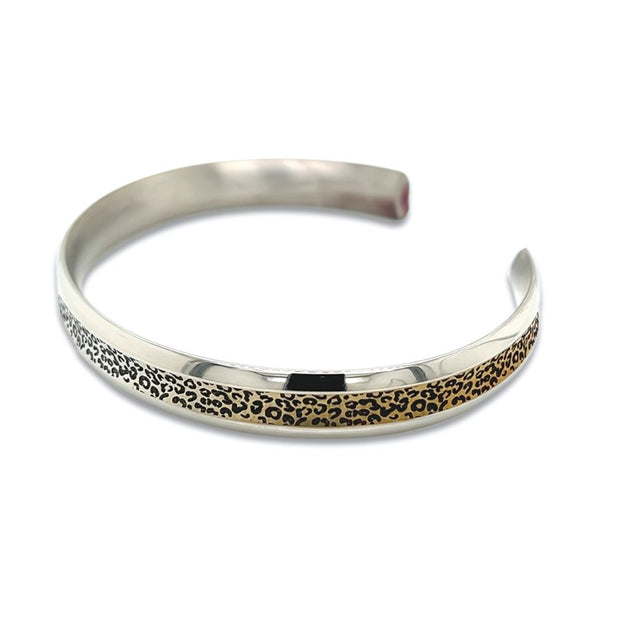 Leopard Print Medium Concave Bangle Manufactured From Hypoallergenic Pure Titanium by FANCI Fine Jewellery, Southampton, UK.