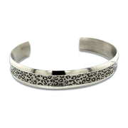 Leopard Print Natural Colour Wide Concave Bangle Manufactured From Hypoallergenic Pure Titanium by FANCI Fine Jewellery, Southampton, UK.