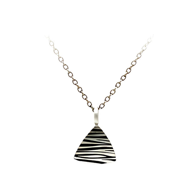 Zebra Print Trillion Pendant Necklace in Hypoallergenic Pure Titanium by FANCI Fine Jewellery, Southampton, UK.