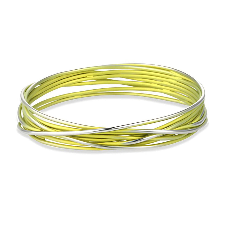 Yellow Colour Chaos Bangle Manufactured From Hypoallergenic Pure Titanium by FANCI Fine Jewellery, Southampton, UK.