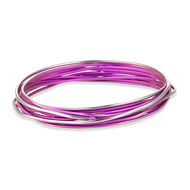 Pink Colour Chaos Bangle Manufactured From Hypoallergenic Pure Titanium by FANCI Fine Jewellery, Southampton, UK.