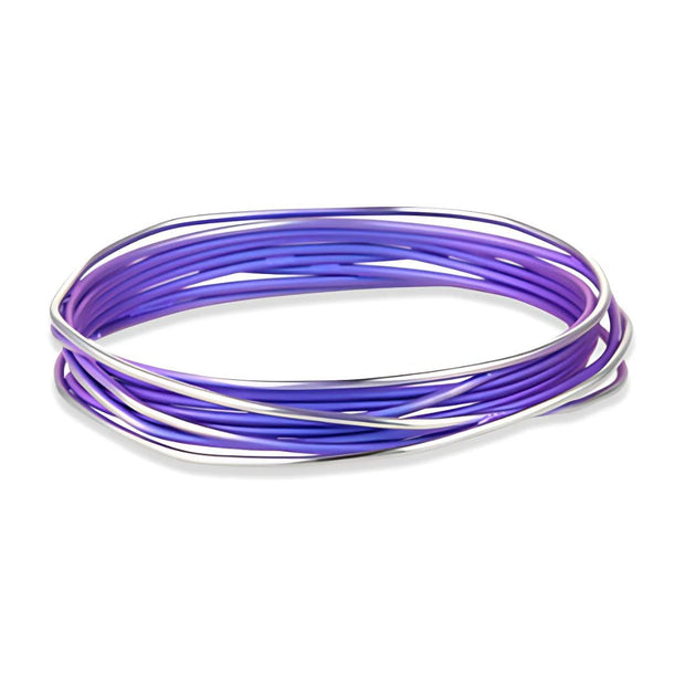 Purple Colour Chaos Bangle Manufactured From Hypoallergenic Pure Titanium by FANCI Fine Jewellery, Southampton, UK.