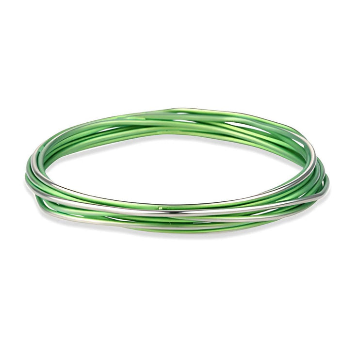 Green Colour Chaos Bangle Manufactured From Hypoallergenic Pure Titanium by FANCI Fine Jewellery, Southampton, UK.