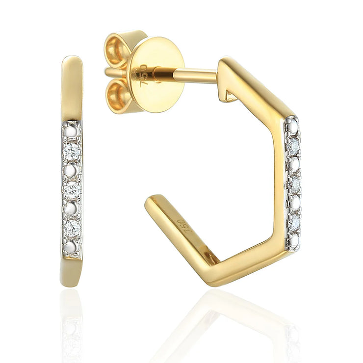 18ct Yellow Gold Angular Diamond Earrings By FANCI Fine Jewellery Southampton, UK.