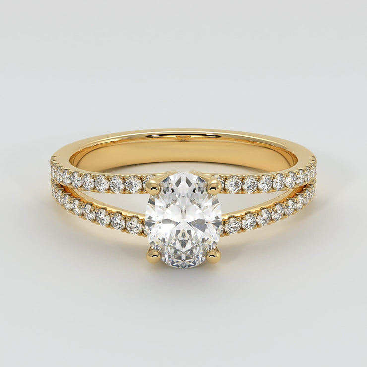 Oval Solitaire With Split Shoulders Engagement Ring - from £1995