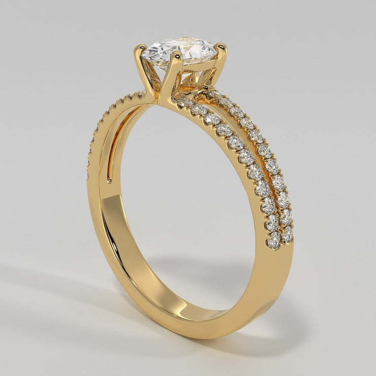 Oval Solitaire With Split Shoulders Engagement Ring - from £1995